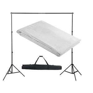 vidaXL Stativ och fotobakgrund 300 x 300 cm vit