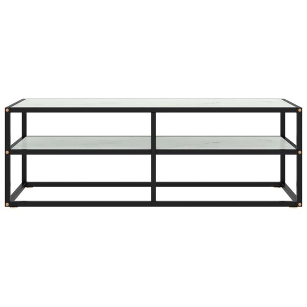 vidaXL Tv-bänk svart med vit marmor glas 120x40x40 cm