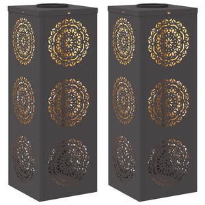 vidaXL Solar LED Stig Ljus 2 pcs Svart Kallvalsat st&aring;l