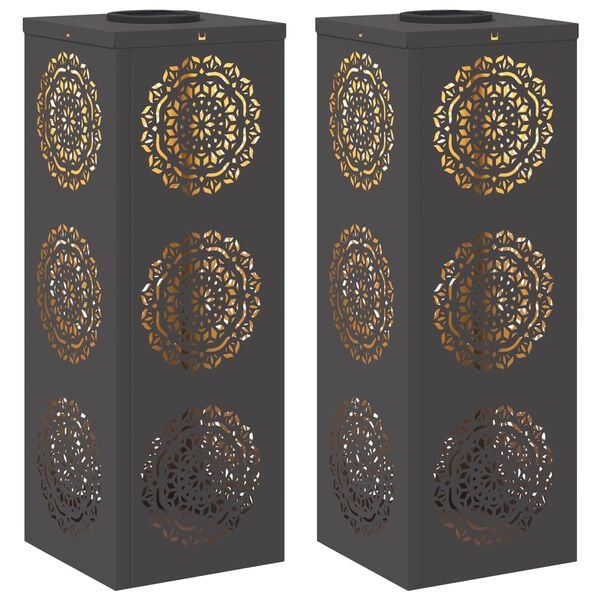 vidaXL Solar LED Stig Ljus 2 pcs Svart Kallvalsat st&aring;l