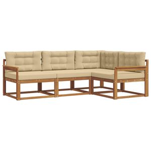 vidaXL Utomhussoffset med kudde 4 pcs Naturlig och Beige