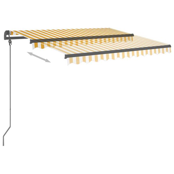 vidaXL Markis med stolpar manuellt inf&auml;llbar 3,5x2,5 m gul och vit