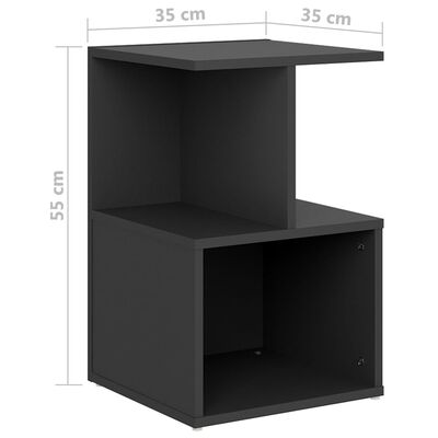 vidaXL Sängbord 2 st grå 35x35x55 cm konstruerat trä