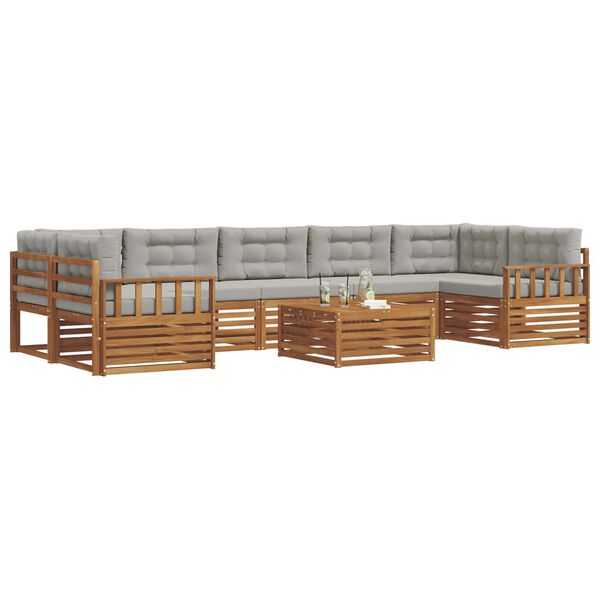 vidaXL Utomhussoffset med kudde 8 pcs Naturlig och Ljus Gr&aring;