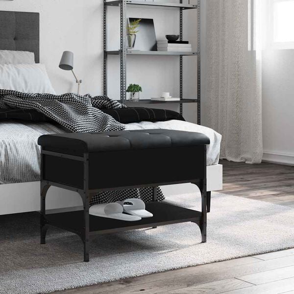 vidaXL Skob&auml;nk svart 62x42x45 cm konstruerat tr&auml;