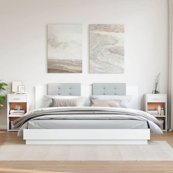 vidaXL Sängbord 2 st vit 35x34x65 cm konstruerat trä