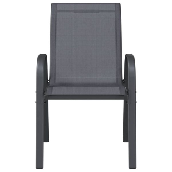 vidaXL Stapelbara tr&auml;dg&aring;rdsstolar 4 st gr&aring; textilentyg