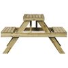vidaXL Picknickbord 105x134x75 cm impregnerad furu