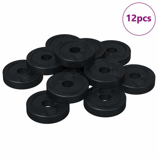 vidaXL passar f&ouml;r Platt Tv&auml;tt 12 pcs Svart &empty;15 x 3 mm PVC kopolymer