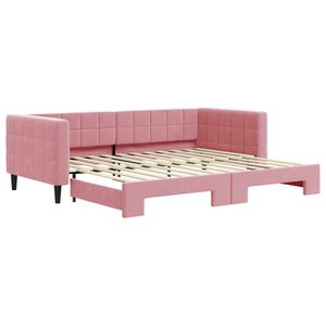 vidaXL Dagb&auml;dd utdragbar rosa 90x200 cm sammet