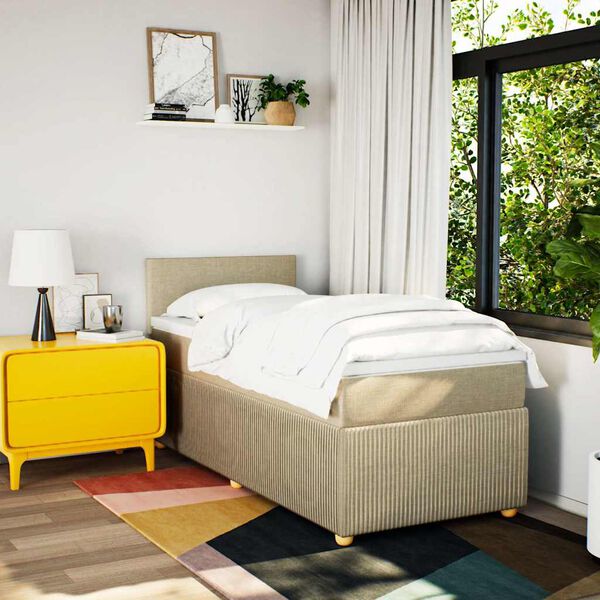 vidaXL Rams&auml;ng med madrass gr&auml;ddvit 90x190 cm tyg