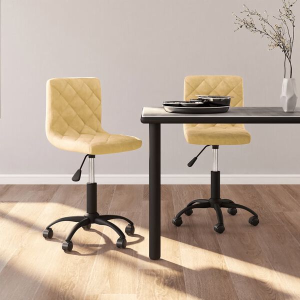 vidaXL Snurrbara matstolar 2 st gr&auml;ddvit sammet