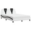 vidaXL Bed "Viana" with Mattress White and Black 140x190 cm Faux Leather