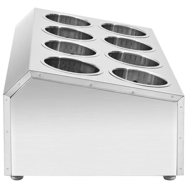 vidaXL Bestickh&aring;llare 8 beh&aring;llare rektangul&auml;r rostfritt st&aring;l