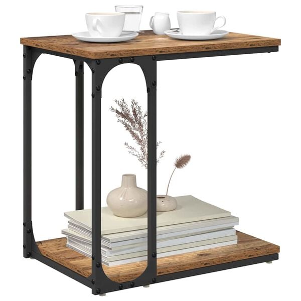 vidaXL Sidobord med hylla Gammalt tr&auml; 50 x 35 x 52 cm Konstruerat tr&auml;