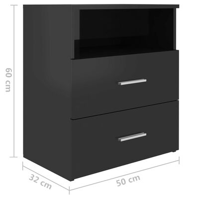 vidaXL Sängbord 2 st svart högglans 50x32x60 cm