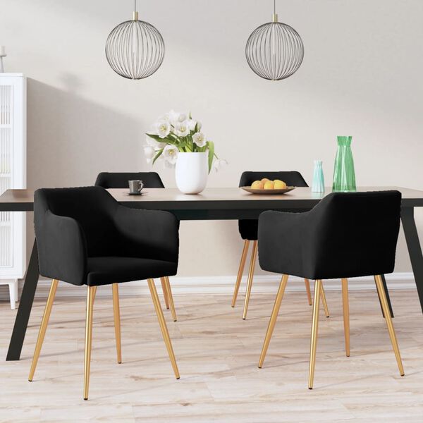 vidaXL Matstolar 4 st svart sammet