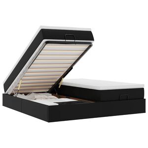 vidaXL Ottoman s&auml;ngram med madrasser svart 200x200 cm konstl&auml;der