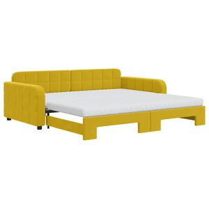 vidaXL Dagb&auml;dd utdragbar och madrasser gul 100x200 cm sammet