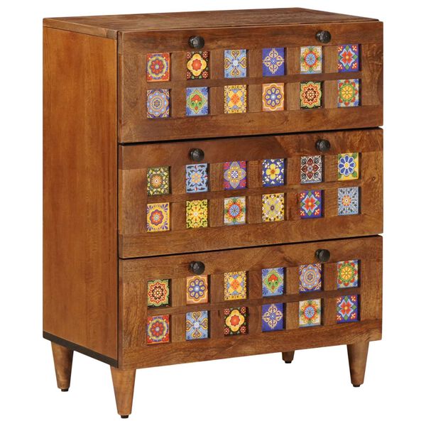 vidaXL Sideboard 3 pcs Valn&ouml;t Massivt mangotr&auml;