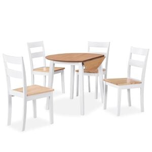 vidaXL Matgrupp 5 delar MDF och gummitr&auml; vit