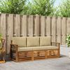 vidaXL Soffgrupper 3 pcs Naturlig och Beige Massivt Akaciatr&auml;