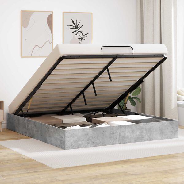 vidaXL Ottoman S&auml;ngram Betonggr&aring; 160 x 200 cm Konstruerat tr&auml;