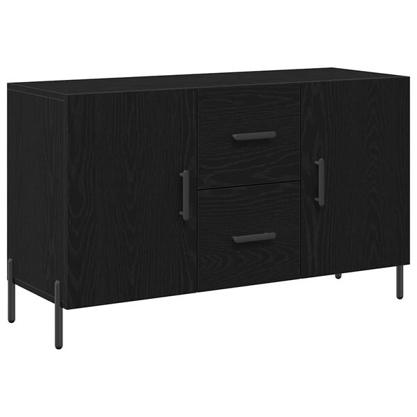 vidaXL Sideboard med låda Svart Ek 100 x 36 x 60 cm Konstruerat trä
