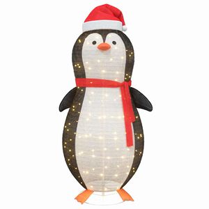 vidaXL Sn&ouml; Pingvin Figur med 600 LED-lampor Varmvit 78 x 178 cm tyg