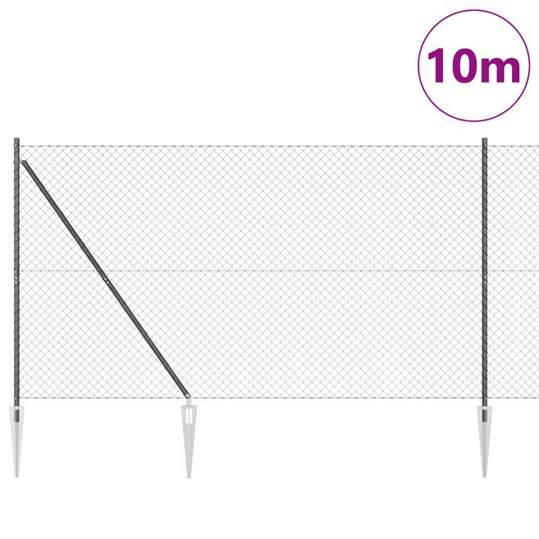 vidaXL St&auml;ngselstolpe Gr&aring; 10 x 1,5 m (40 x 40 mm maskor) St&aring;l och PVC