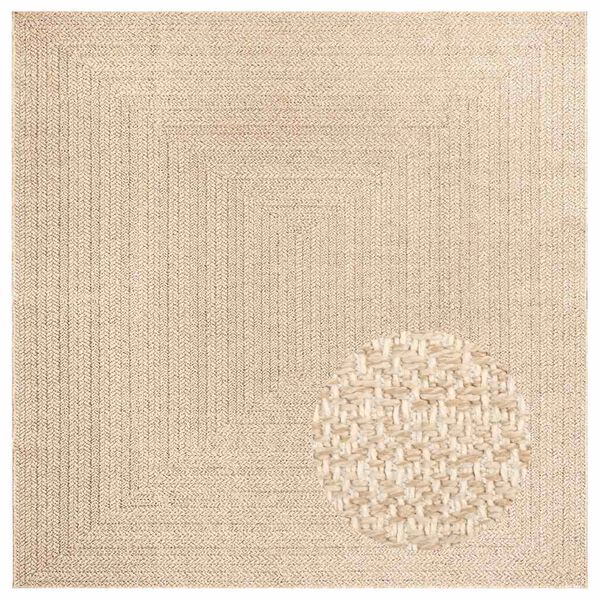 vidaXL Matta ZIZUR beige 240x240 cm jutelook inomhus och utomhus