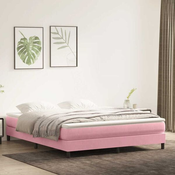 vidaXL Resårsäng utan madrass rosa 180x210 cm sammet