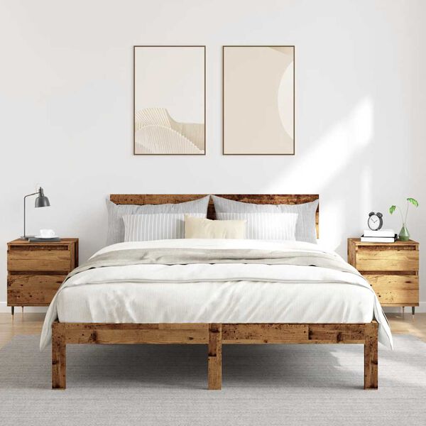 vidaXL S&auml;ngbord 2 st &aring;ldrat tr&auml; 40x35x50 cm konstruerat tr&auml;