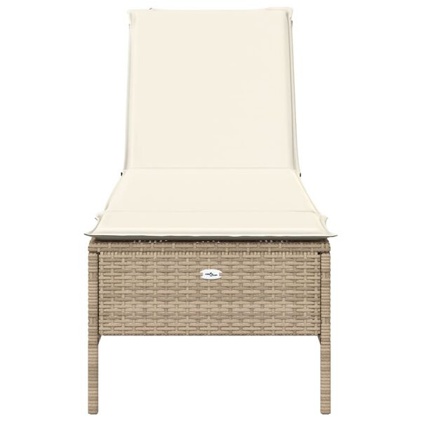 vidaXL Solsäng med dyna beige konstrotting