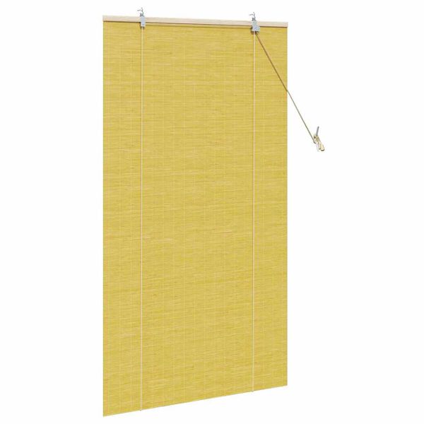 vidaXL Rullgardin med gardiner Gul 90 x 160 cm Bambu