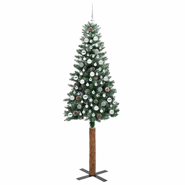 vidaXL Smal julgran med 300 LED-lampor Gr&ouml;n 210 cm PVC och solid furu