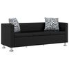 vidaXL Soffa 3-sits konstl&auml;der svart