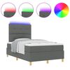 vidaXL LED Box S&auml;ng med madrass M&ouml;rkgr&aring; 120 x 200 cm tyg