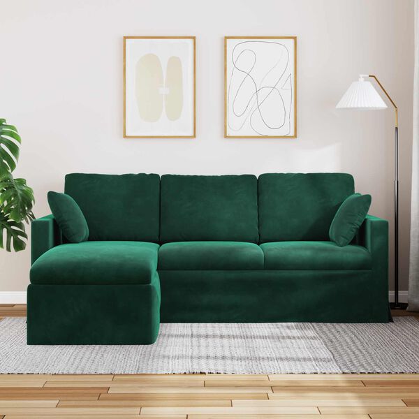 vidaXL Soffa M&ouml;rkgr&ouml;n 198 x 134 x 80 cm Sammet