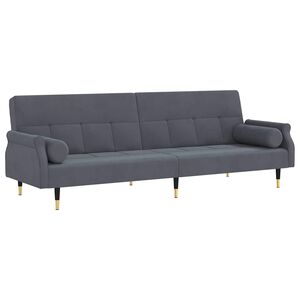 vidaXL B&auml;ddsoffa med dynor m&ouml;rkgr&aring; sammet