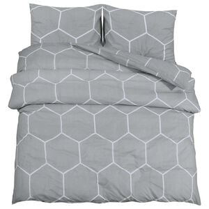 vidaXL P&aring;slakanset gr&aring; och vit 140x200 cm bomull