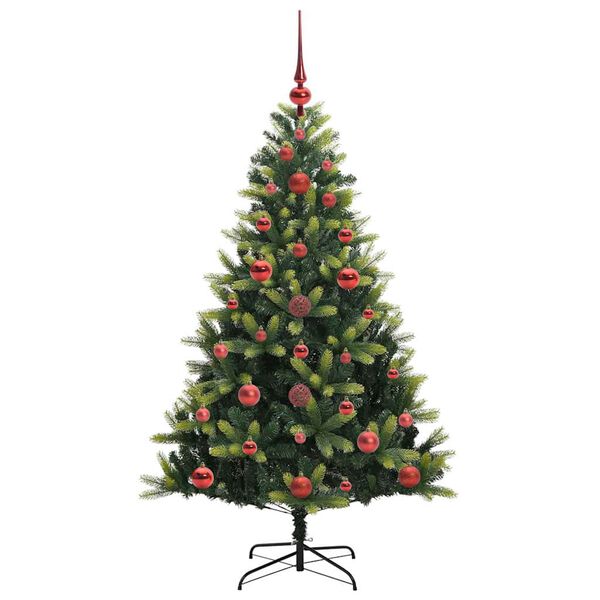 vidaXL Konstgjort F&auml;llbart Jultr&auml;d 150 LEDs Gr&ouml;n 120 cm PVC och PE