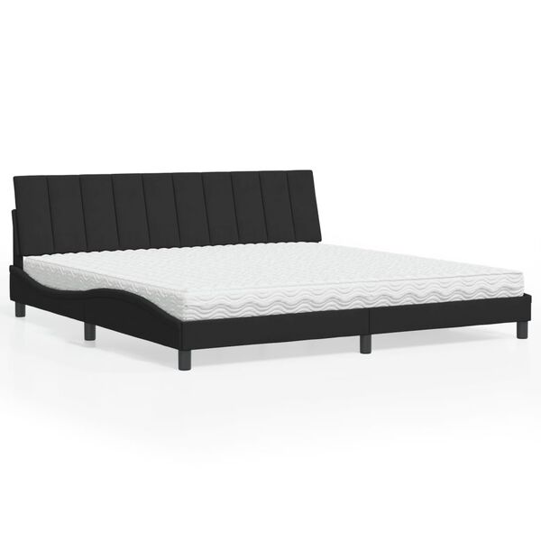 vidaXL Bed with Mattress "Hanko" Black 200x200 cm Velvet