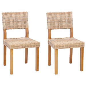 vidaXL Matstol 2 pcs Naturf&auml;rg 46 x 55 x 84 cm Kubu Rattan