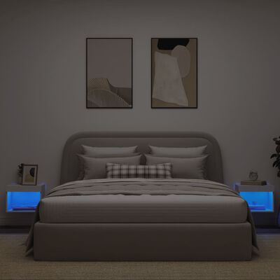 vidaXL Väggmonterade sängbord LED-lampor 2 st vit