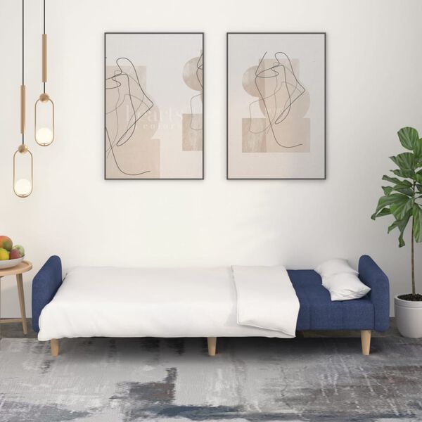 vidaXL B&auml;ddsoffa 2-sits bl&aring; tyg