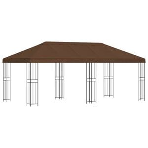 vidaXL Tr&auml;dg&aring;rdsgazebo 6 x 3 m Brun Polyester och St&aring;l 190 gsm