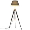 vidaXL Golvlampa svart och guld massivt teaktr&auml; 141 cm