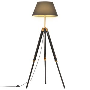 vidaXL Golvlampa svart och guld massivt teaktr&auml; 141 cm