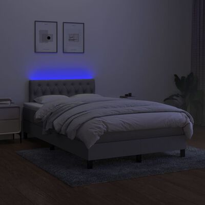 vidaXL Ramsäng med madrass & LED ljusgrå 120x200 cm tyg